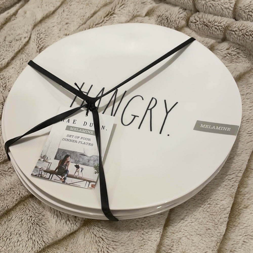Rae Dunn HANGRY Dinner Plates Melamine Plastic